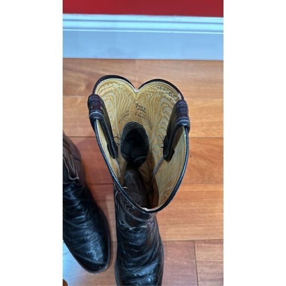 Tony Lama 13in Mens Midnight Black McCandles FQ Ostrich Cowboy Boots 9.5 - Picture 8 of 12